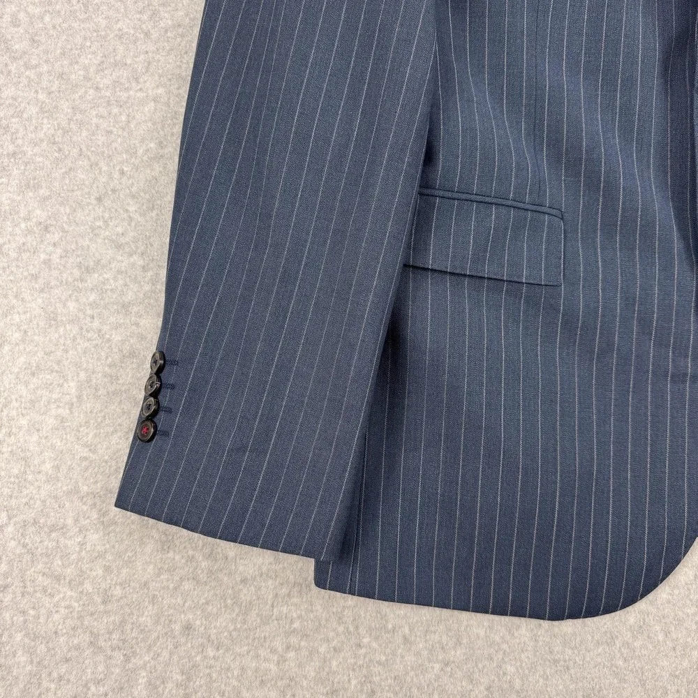 Brooks Brothers Red Fleece Suit‎ Jacket Mens 42L Blue Pinstripe Wool Tollegno